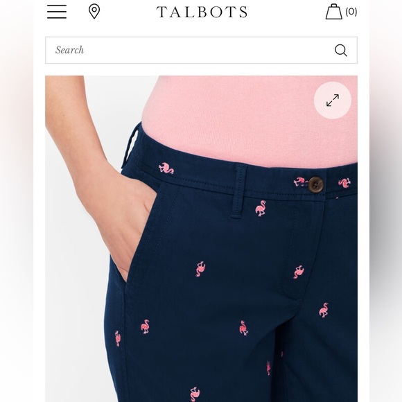 Talbots Relaxed Chino Flamingo Print Ankle Pants Casual Everyday Womans 4 - Picture 3 of 12